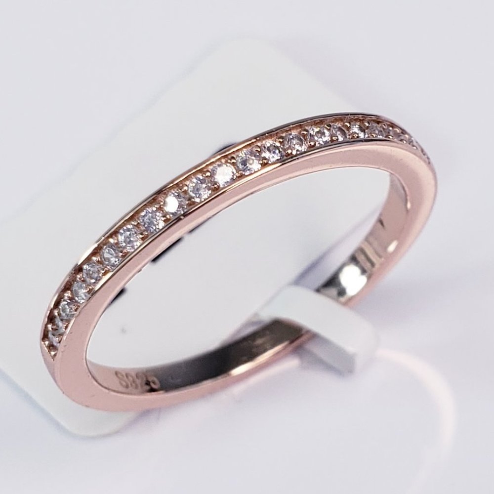 New 18K Rose Gold Plated Stackable Ring with Cubic Zirconia